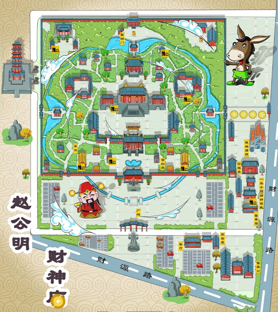 桓台寺庙类手绘地图